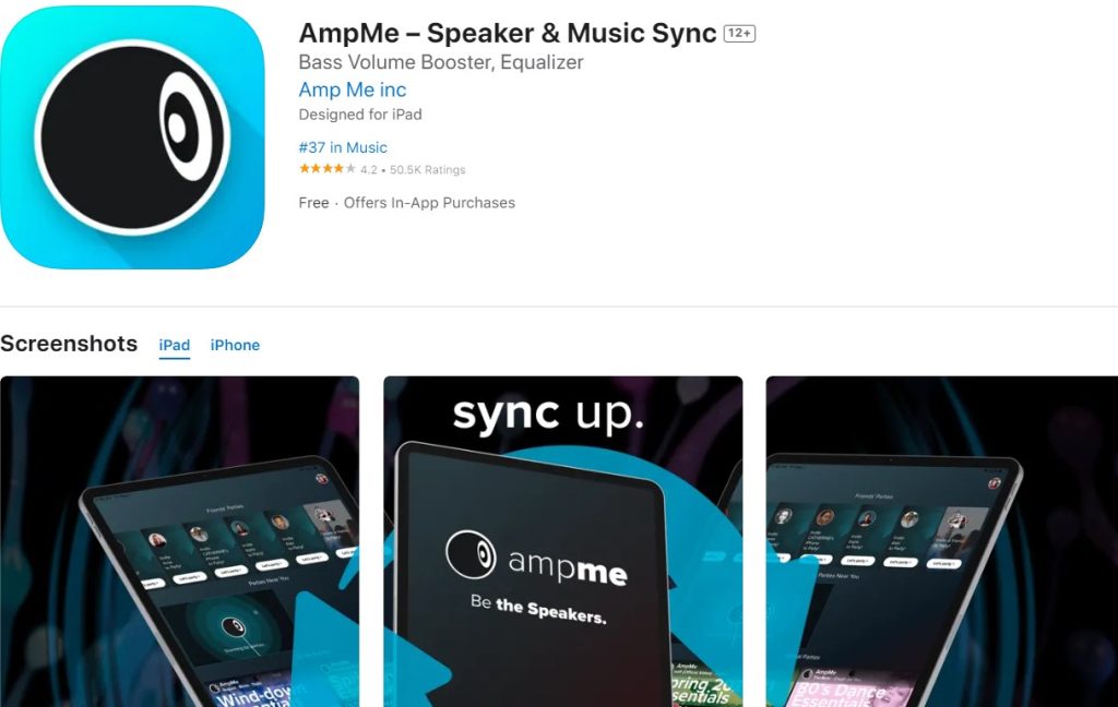 AmpMe App for connecting two bluetooth speakers to one iphone