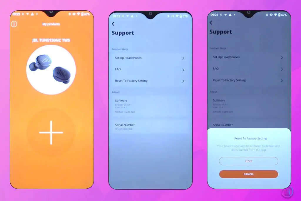 Reset jbl earbuds via JBL app