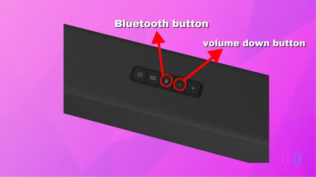 press and hold bluetooth and volume down button on vizio soundbar