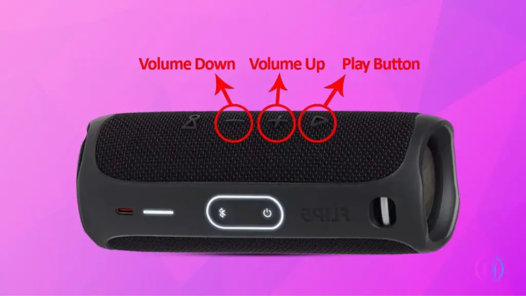 Press the Play and volume button on jbl flip 5