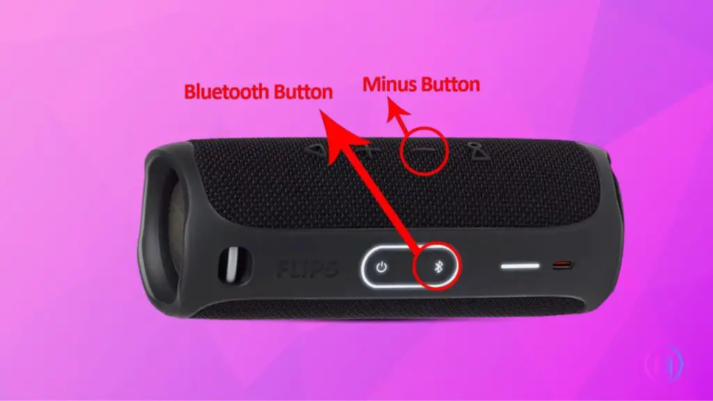 press bluetooth & minus button on jbl flip5